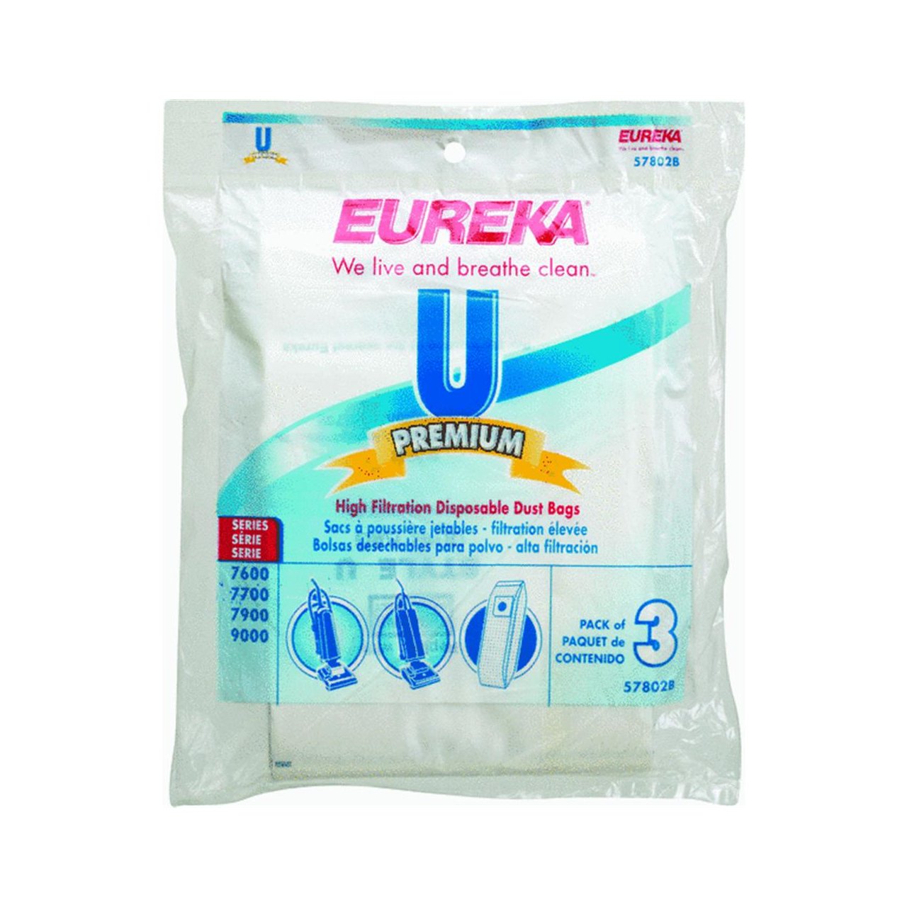 Eureka Vacuum Bag Style U Fits Bravo Pack / 3