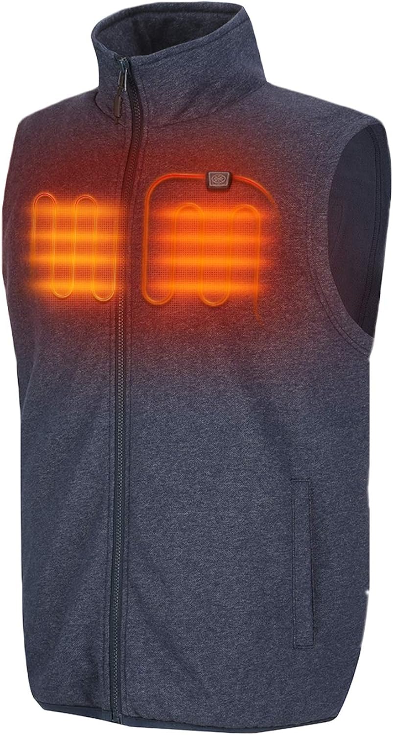 ORORO Men's Fleece Heated Vest with Battery Pack: Clothing