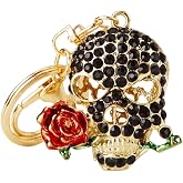 Crystal Skull Keychain, 3D Bling Rhinestone Charm, Multicolor, for Keys, Purse, and Handbag, 4.88 x 1.57 Inch