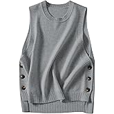 Mingzhu Womens Sleeveless Round Neck Pullover High Low Ribbed Knit Sweater Vest