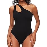 MISS MOLY Women's Sexy One Shoulder Cutout Front Sleeveless Ribbed Bodysuit Thong Body Suit Tank Top