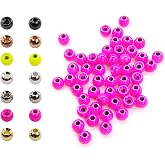 Think Fast Think Deep Aventik 50pc Tungsten Beads Round Ball Beads Fly Tying Materials 7 Colors / 5 Sizes Fly Fishing, Nymph Streamer (Fluro Pink, 2.0mm)