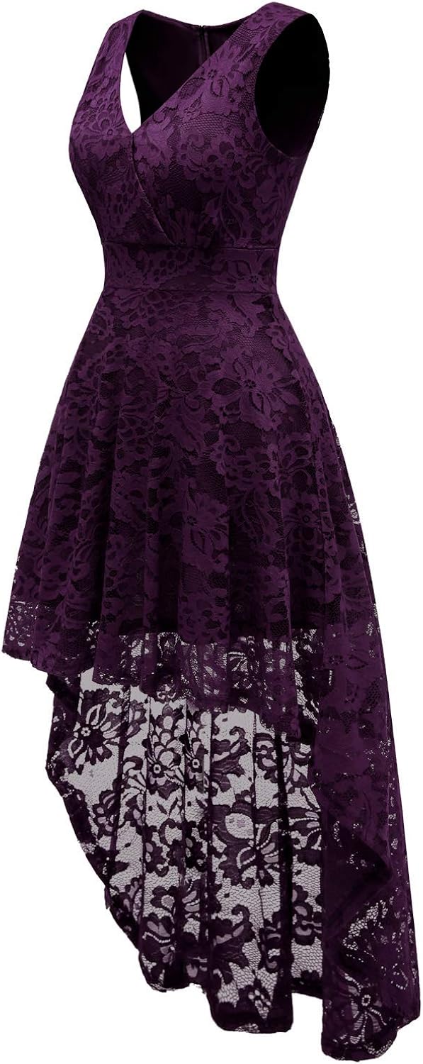 Dressystar Robe De Soiree Elegante Femme Col V Robe Asymetrique Mariage Dentelle Amazon Fr Vetements Et Accessoires