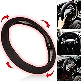 Car Black Heated Steering Wheel Cover Interior Accessories Gifts for Women Men Keep Comfortable and Warm(Fit for 14.5-14.96 i