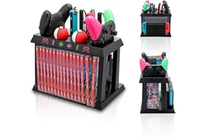 HEATFUN Charging Dock for Nintendo Switch Joy Cons, Pro Controllers and Poke Ball Plus Controllers, Organizer for Nintendo Switch Accessories with LED Indicators