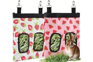 DZWLKJ Guinea Pig Hay Feeder, 2 Pack, 10 x 8 x 0.4 Inches, Stainless Steel, Rabbit Hay Bag, 600D Oxford for Small Pets,Chinchilla,Hamsters
