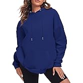 FKEEP Oversize Hoodies Women Fleece Crewneck Sweatshirt Casual Long Sleeve Pullover Tops with Pockets