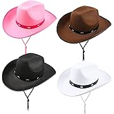 SGBETTER 4 Pack Cowboy Hat Felt Studded Western Rodeo Texan Cowboy Cowgirl Hat for Adult