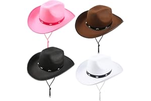 SGBETTER 4 Pack Cowboy Hat Felt Studded Western Rodeo Texan Cowboy Cowgirl Hat for Adult