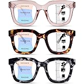 OPTOFENDY Progressive Multifocal Reading Glasses for Women, Oversized Square Blue Light Computer Readers with Spring Hinge