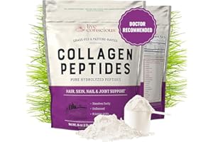 Live Conscious Collagen Peptides Powder - Naturally-Sourced Hydrolyzed Collagen Powder - Hair, Skin, Nail, and Joint Support - Type I & III Grass-Fed Collagen Supplements for Women and Men - 16oz