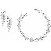 UDYLGOON Elegant Bride Bridesmaid Wedding Prom Jewelry Set, Cubic Zirconia Dangle Earrings Tennis Bracelet Set for Women