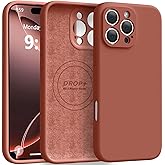 Ktele Magnetic for iPhone 16 Pro Max Case [Compatible with Magsafe] [Premium Silicone Satin-Smooth Touch] Slim Shockproof Anti-Scratch Microfiber Lining Case, 6.9 inch, Caramel