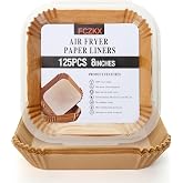 Air Fryer Paper Liners 125Pcs 8-inch Non stick and oil resistant square lined air fryer parchment paper easy to clean, durable, food grade - suitable for air fryers, ovens and microwaves (Square)