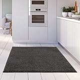 THE RUGS Living Room Shaggy Rug 120x120 cm Dark Grey 30 mm Thick view 2