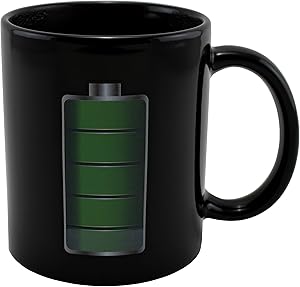 Heat Changing Ceramic Coffee Mug | Unique Design Changes When Hot Beverage is Added (Battery, 11oz)