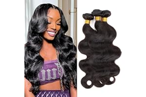 SMOOTHAIR Body Wave Bundles Human Hair 14 16 18 Inch Human Hair Bundle 100% Unprocessed Brazilian Virgin Hair 3 Bundles Human Hair Extensions for Black Women Natural Color