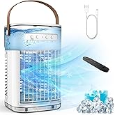 Portable Air Conditioners, 3-1 Mini Evaporative Air Cooler w/Remote, 1.2L Water Tank & 2 Ice Boxes, 7H Timer, USB Charging, 3