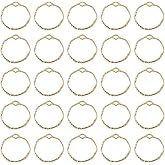 FASHEWELRY 100Pcs Alloy Ring Open Back Bezel Pendants Light Gold Hollow Mold Pendants Pressed Flower Frame Charms for Resin Earrings Necklace Jewelry Making