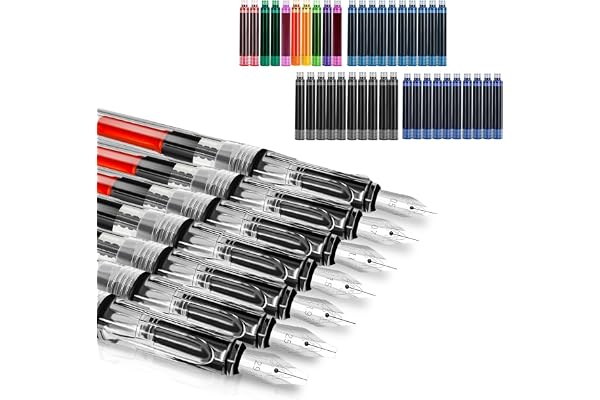 Calligraphy Set, 7 Pcs Fountain Pen with Different Replaceable Nib and 40 Replaceable Ink Cartridge in 11 Color for Beginner