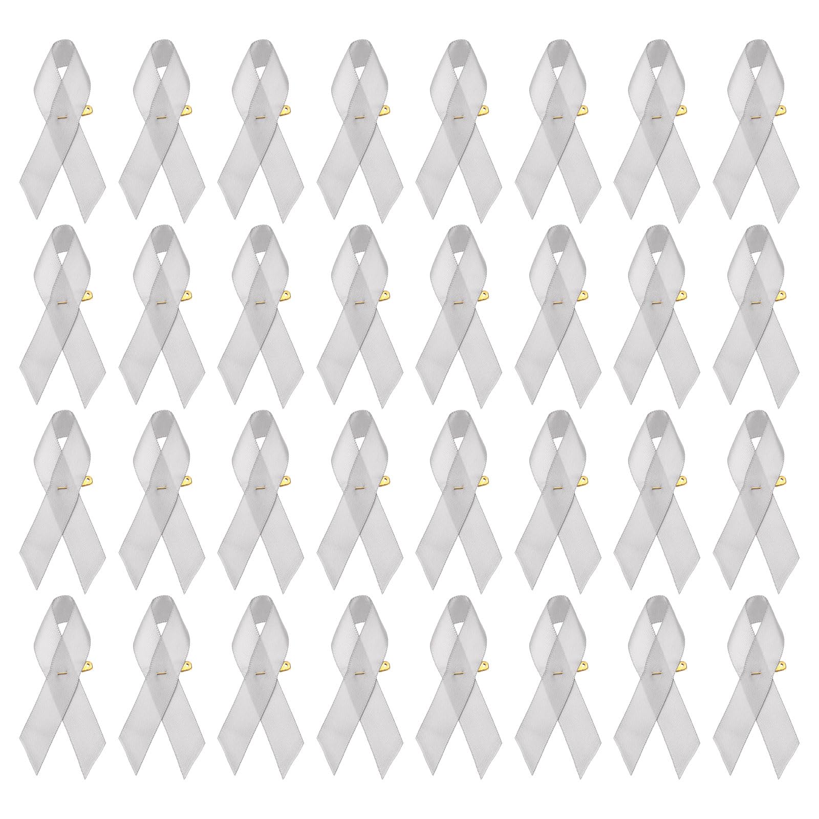 PATIKIL 50 Pieces Grey Polyester Ribbon Satin Pins, Awareness Ribbon Satin with Safety Pins