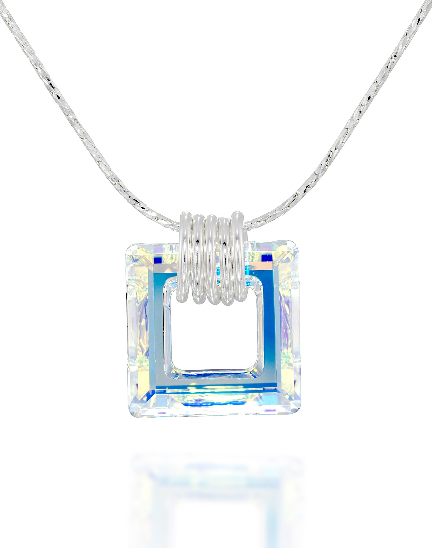 925 Sterling Silver Necklace Made with Bermuda Blue