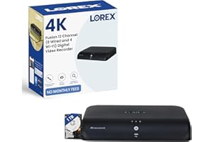 Lorex 4K Fusion DVR for Security System | 12 Channel (8 Wired + 4 Wi-Fi) | 1TB | Smart Motion Detection | Active Deterrence |