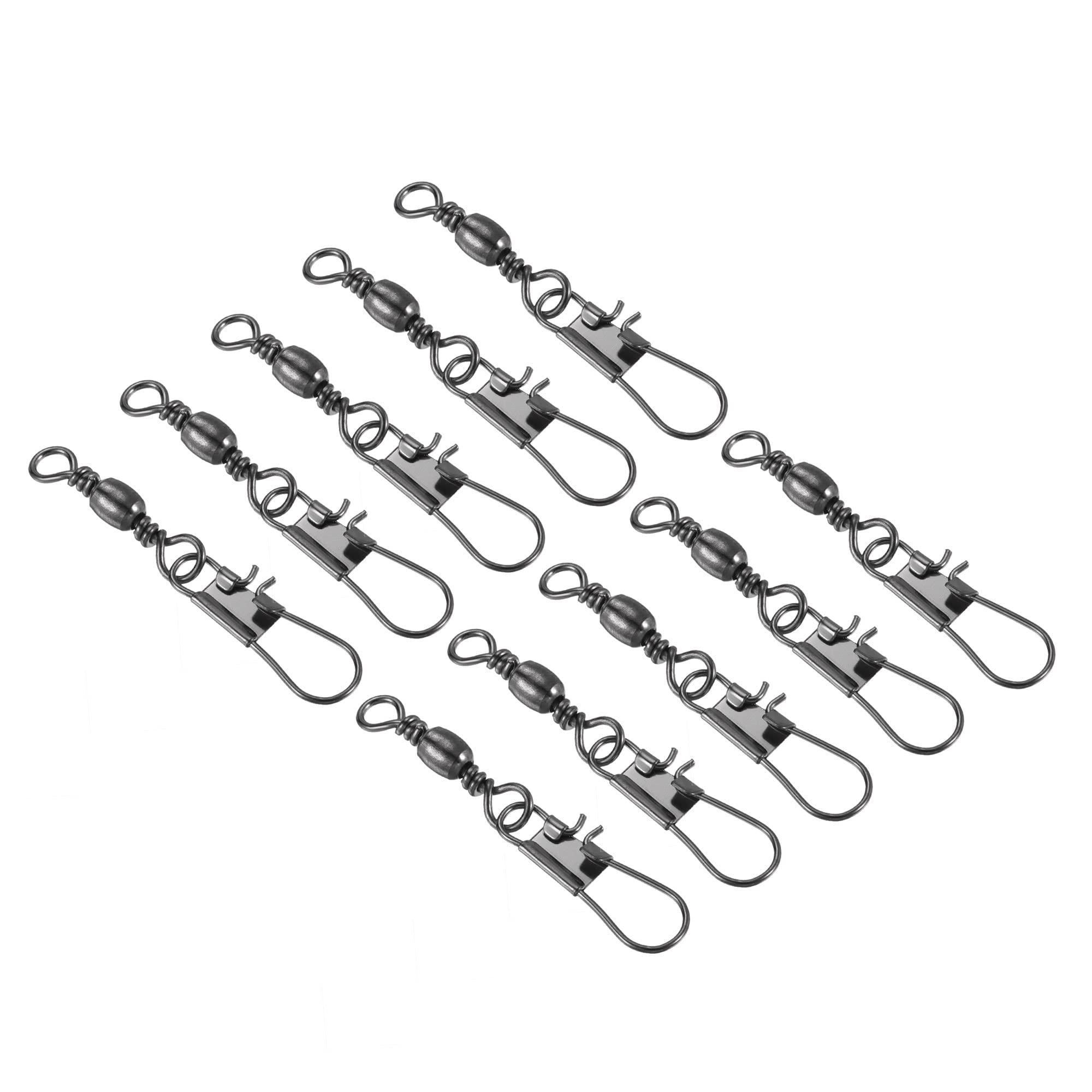 PATIKIL Fishing Barrel Swivel Snaps, 50Pcs 39mm 15LBS Stainless Steel Solid Ring Terminal Tackle for Saltwater Freshwater Fishing, Black