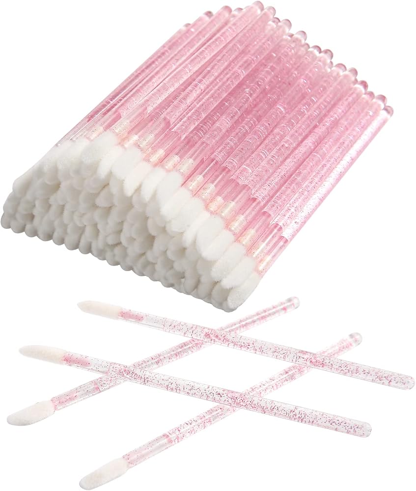 500 Pcs Disposable CrystaLip Brush Lip Gloss Applicators Lipstick Gloss Wands for lip care & Makeup Tool Kits (Pink)