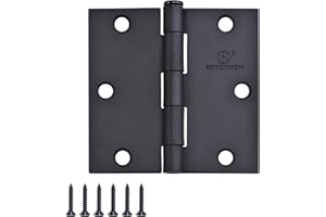12 Pack Door Hinges for Doors 3 Inch Interior Door Hinges Matte Black Hinges for Doors Square Corner Bedroom Indoor/Interal D