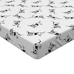 Ambesonne Basset Hound Fitted Sheet, Monochrome