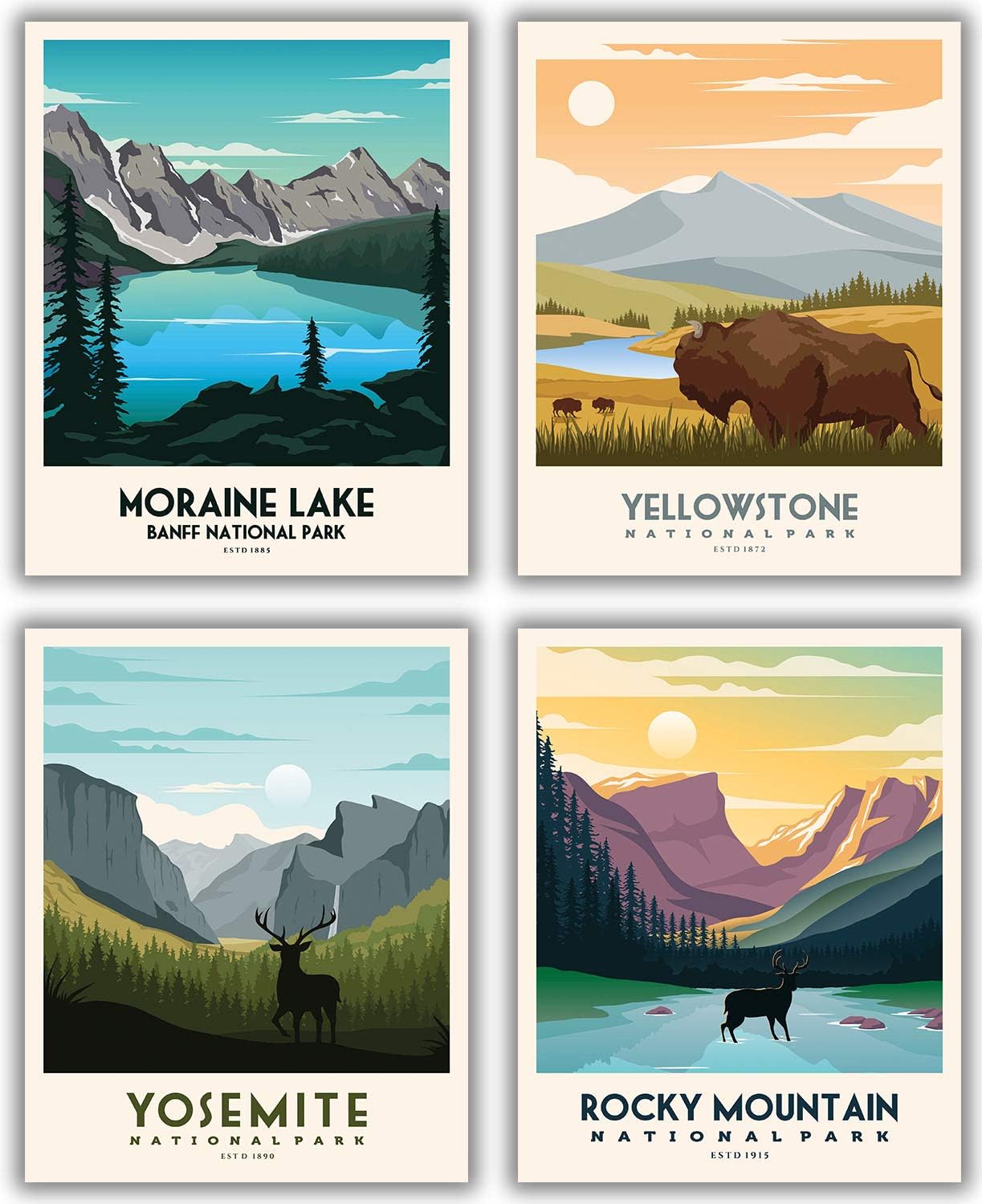 National Parks Vintage Posters & Prints Set of 4 (11