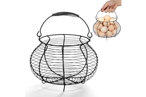 VOSAREA Iron Round Kitchen Basket Multi-purpose Storage Fresh Egg Collector Compact Wire Basket for Fruits Easter Egg Storage