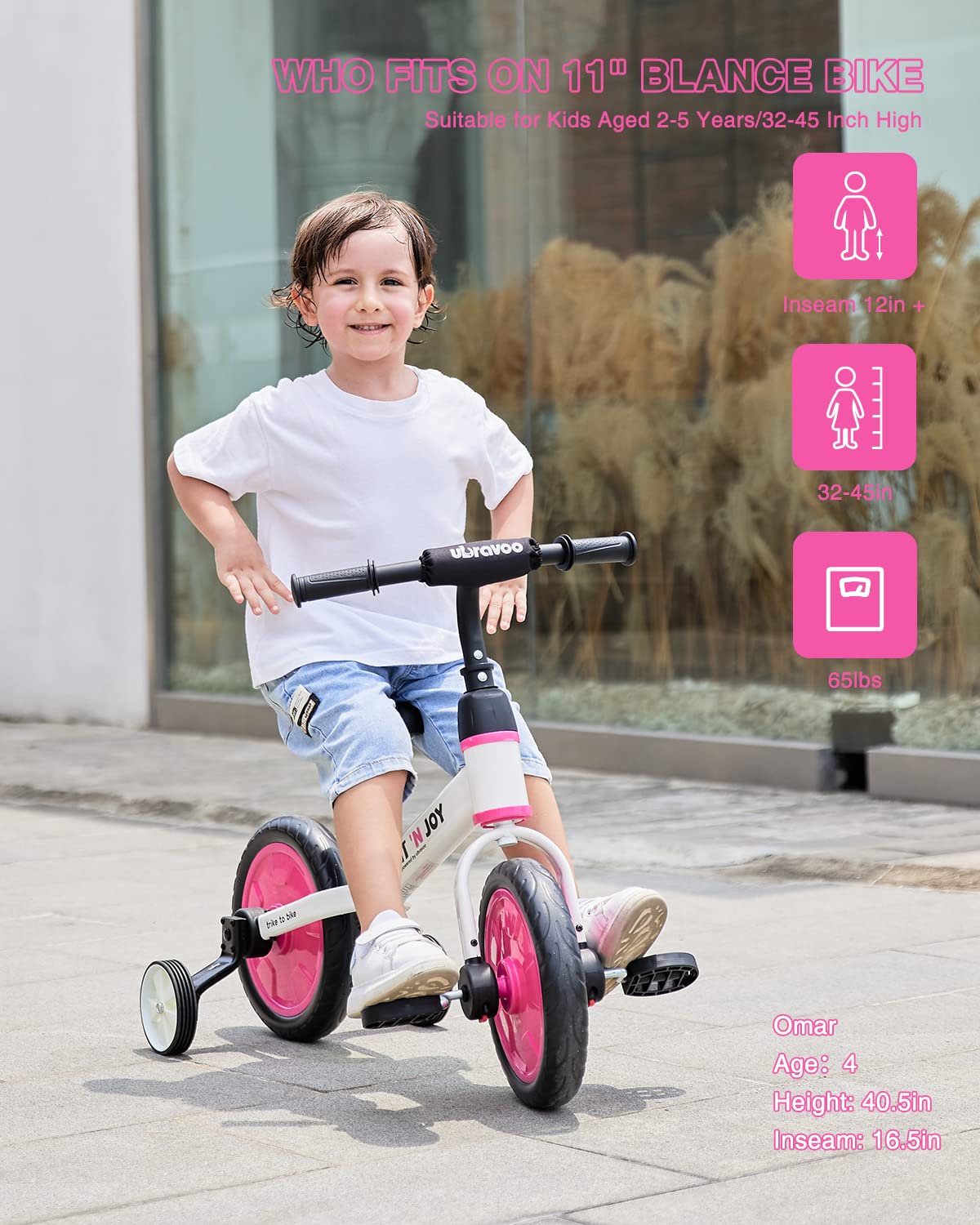 UBRAVOO Trike to Bike Riding Tricycles for Boys Girls 2-5, Fit 'n Joy Kids Balance Bike with Pedals & Training Wheels Options, 4-in-1 Starter Toddler Training Bicycle
