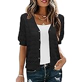 IECCP Cardigan Sweaters for Women Short Sleeve Lightweight Open Front Crochet Knit Shrugs 2025 Womens Fashion