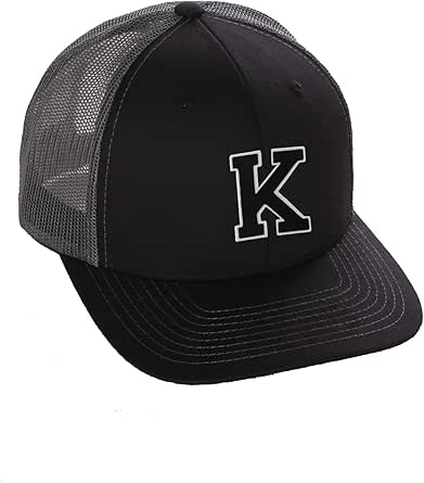 Structured Trucker Mesh Hat Custom Colors Letter K Initial Baseball Mid