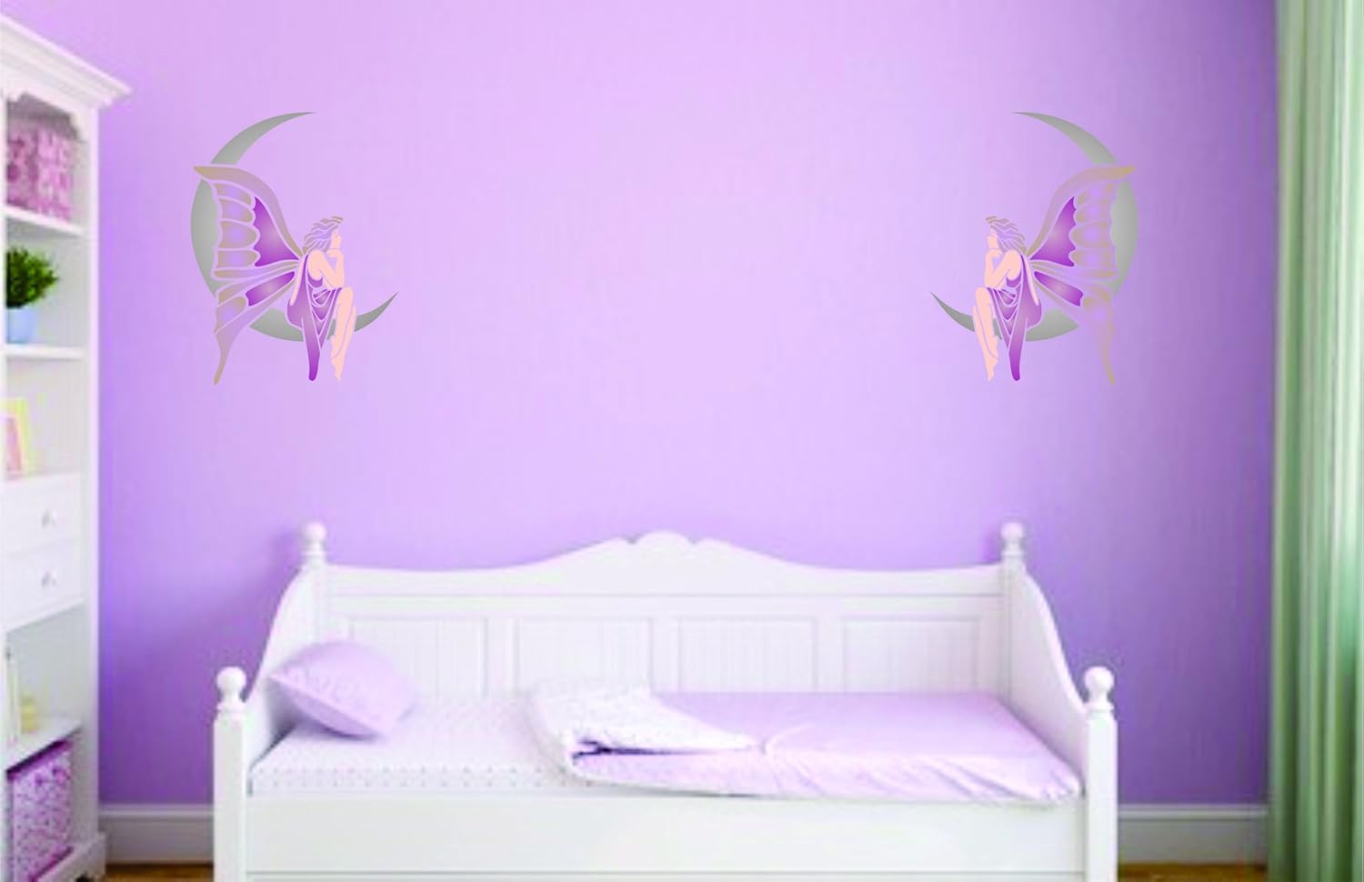 Moon Fairy Stencil - 25.5 x 33cm (L) - Reusable Fairy Elf Faerie Magic Wall Stencil Template - Image 3