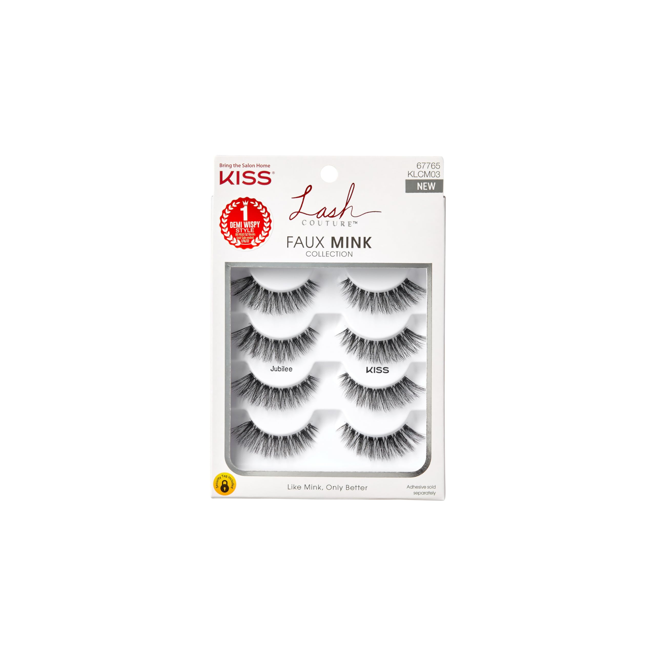 KISS Lash Couture Faux Mink False Eyelashes Multipack, Knot-Free Lash Band, Reusable, Contact Lens Friendly, Easy To Apply, Ultrafine, Tapered, Synthetic Fake Lashes, Style Jubilee, 4 Pairs