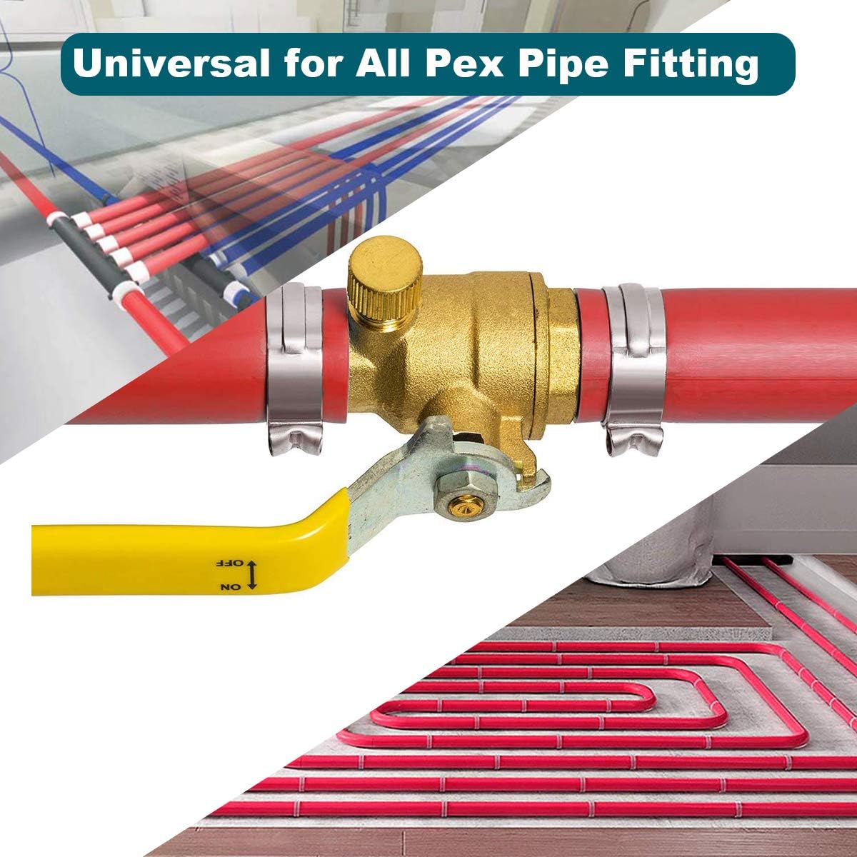 LOKMAN 50 Pack 1/2 Inch PEX Cinch Clamps, Stainless Steel Cinch Crimp Rings Pinch Clamps for PEX Tubing Pipe Fitting Connections (1/2 Inch) - - 