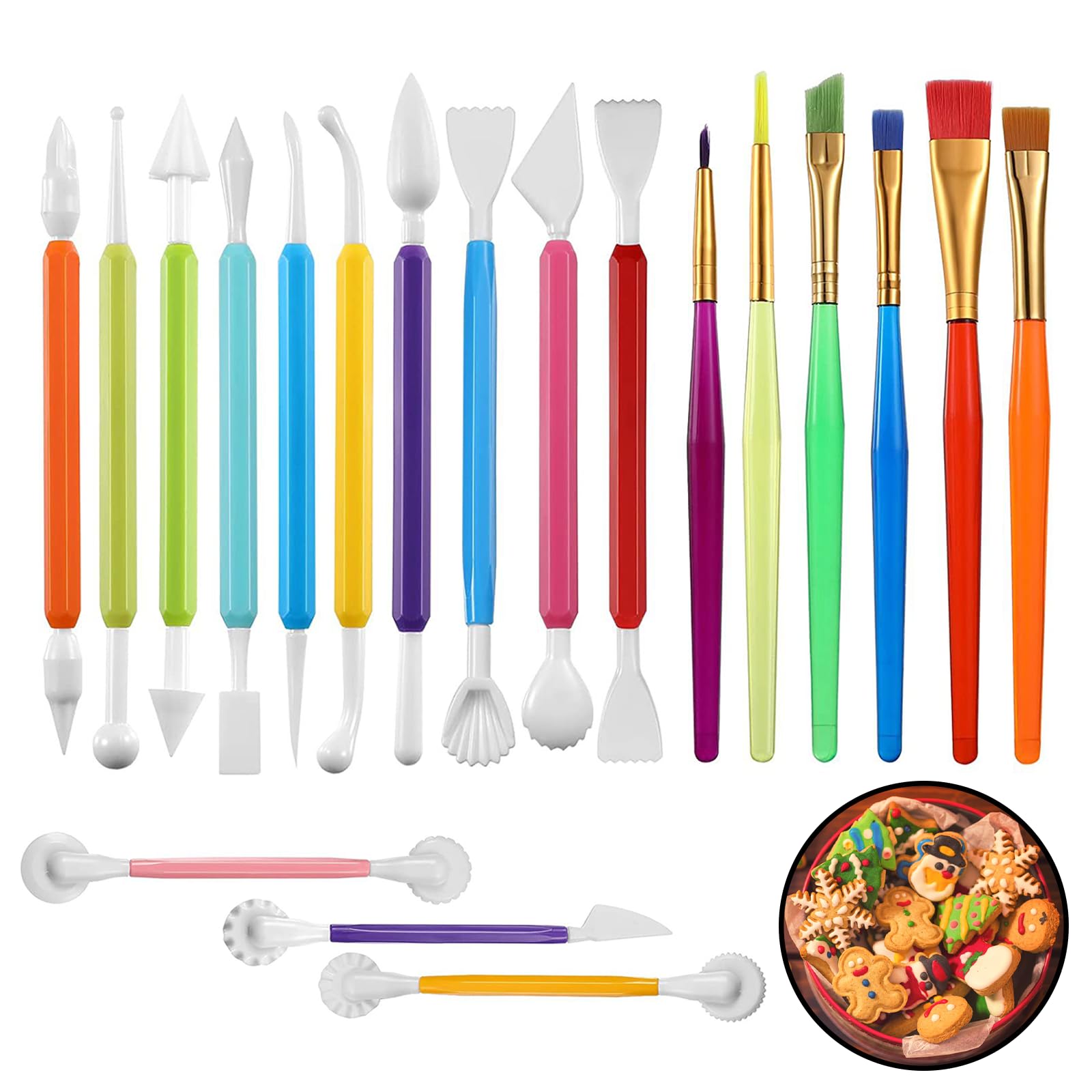NUDFSY 19Pcs Fondant Tools, Clay Tools, Cake Decorating Tool Set for Cookie Cake DIY Fondant Sculpting Decoration Supplies