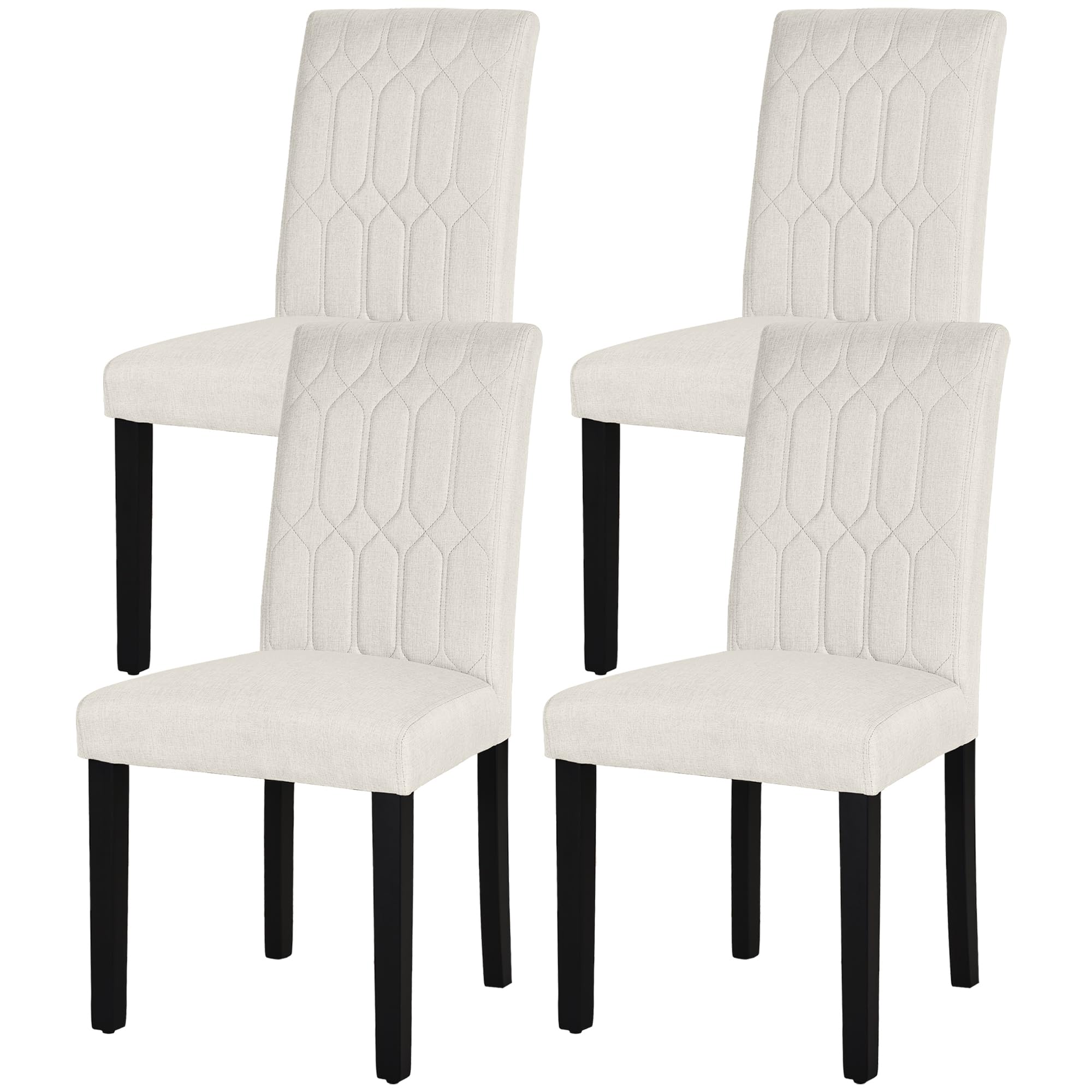 Photo 1 of *Brown* VECELO Upholstered Dining Chairs Set of 4, Modern Accent Parsons with Comfort Seat, Solid Wood Legs w/Rubber Footpads, for Living Room Kitchen, Beige