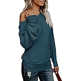 UMEKO Womens Off The Shoulder Sweater Oversized Knit Long Sleeve Sweaters Tunic Tops