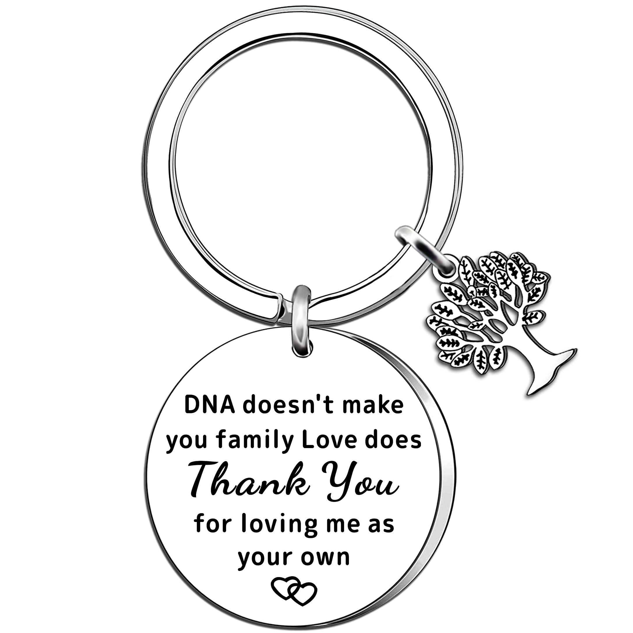 AMZQ Step Dad & Mum Keyring - Thank You Gift for Father & Mother in Law - Family Tree Present