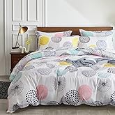 6 Pieces Comforter Sheet Set Twin Size Bed in a Bag - Colorful Dots Style - Soft Microfiber, Spring Soft Bedding Set (1 Comforter, 2 Pillow Shams, 1 Flat Sheet, 1 Fitted Sheet, 1 Pillowcases)