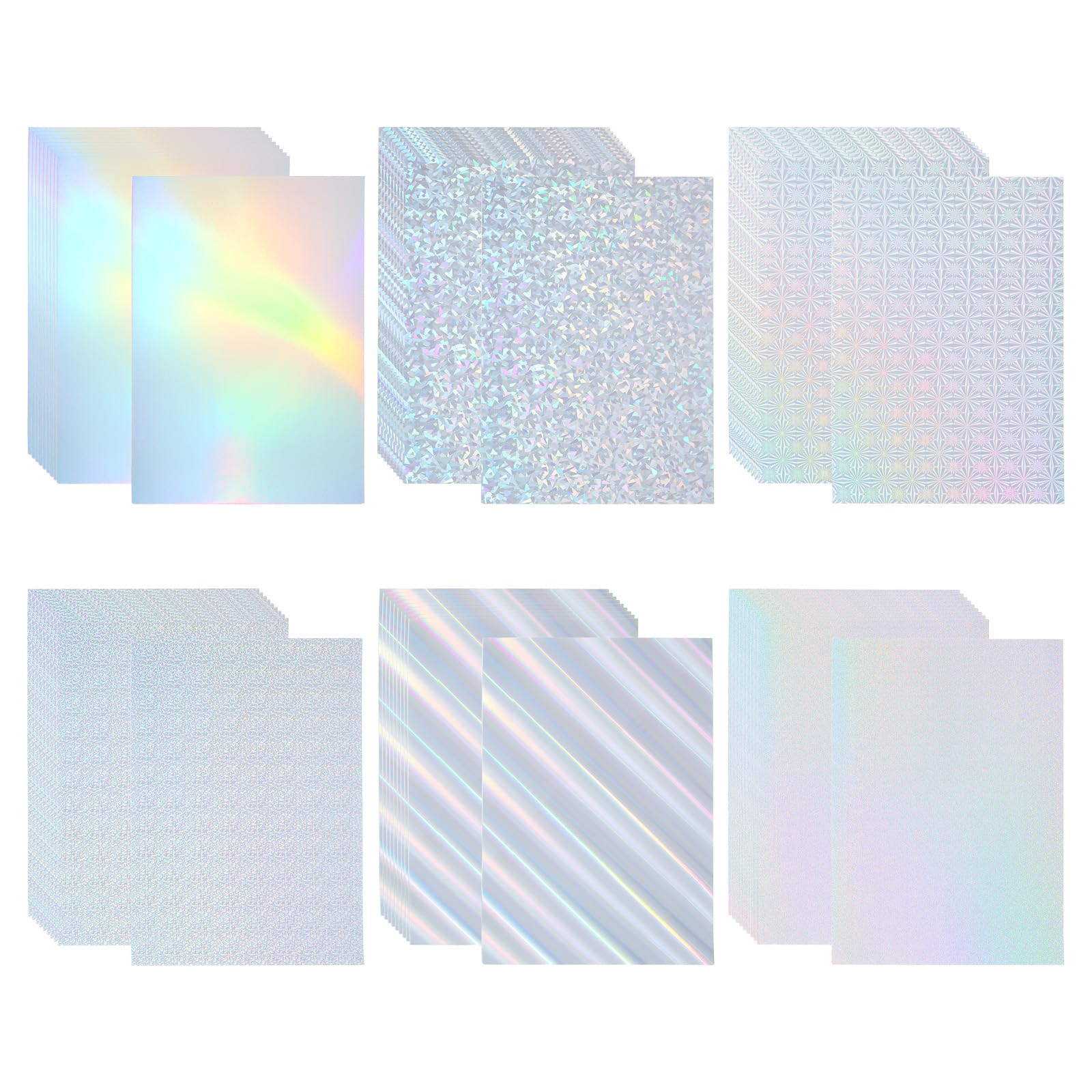PATIKIL 11"x8.5" Holographic Cardstock, 30 Pack Metallic Iridescent Mirror Paper Foil Board Reflective Sheets for Scrapbook Poster DIY Craft, 6 Colors