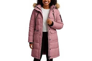 CANADA WEATHER GEAR Womens Long Puffer Coat - Heavyweight Wind Water Resistant Faux Fur Hood Parka Winter Jackets for Women