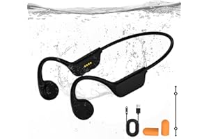 KOPIDOE Bone Conduction Swimming Headphones, IPX8 Waterproof MP3 Player with Open-Ear Design, Bluetooth 5.4 Wireless Sports Earbuds for Swimming, Running, Cycling(Black)