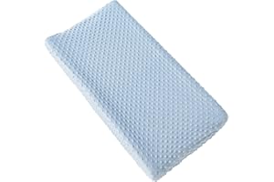 AULLAR Solid Changing Table Pad Cover Cradle Sheet, Fits 32"/34''x16 Contoured Diaper Changing Pad, Ultra Soft Cozy Dots Plush Changing Table Covers, Breathable Wipeable Removable (Blue)