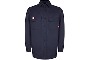 TICOMELA FR Shirts for Men Flame Resistant Shirt CAT2 Light Weight 6.5oz Fire Retardant Men's Welding Shirt