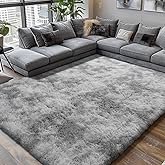 Shag Area Rugs for Bedroom Living Room,8X10 Ultra Soft Fluffy Area Rugs for Dorm, Indoor Carpet Nursery Rugs for Kids Girls Room Home Decor,Tie-Dye Grey